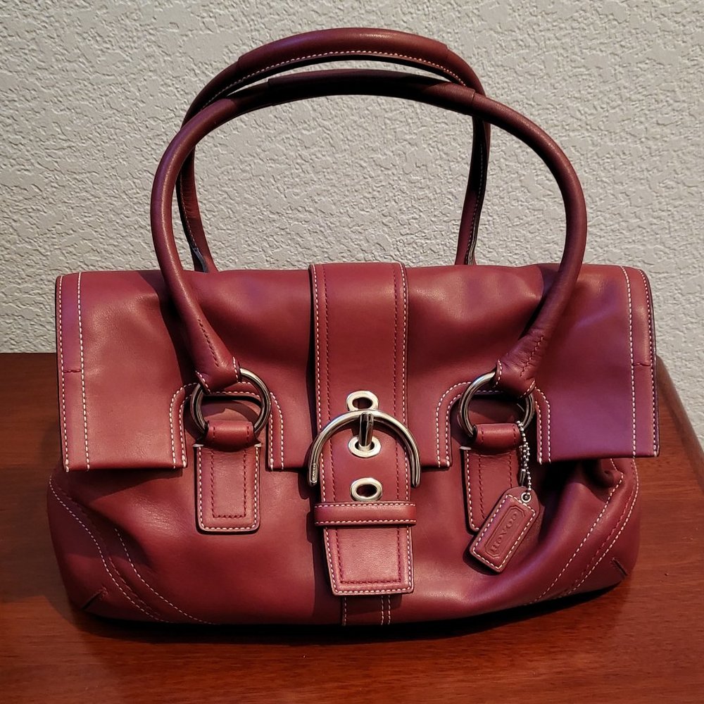 COACH Soho Hamptons Large Red Leather Satchel Handbag F10913